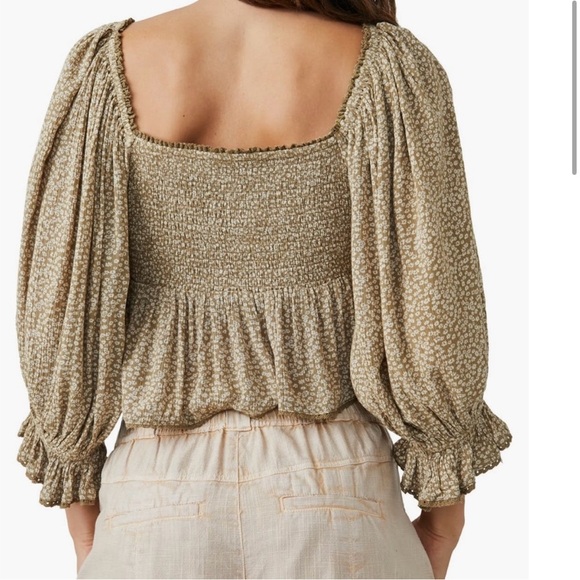 Free People NWT | Brittnee Printed Crop Top Toffee Nut | XS - Picture 4 of 11
